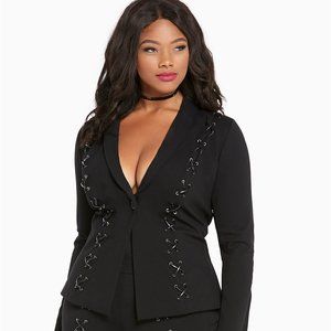 Torrid Empire Collection Faux Lace Up Ponte Blazer
